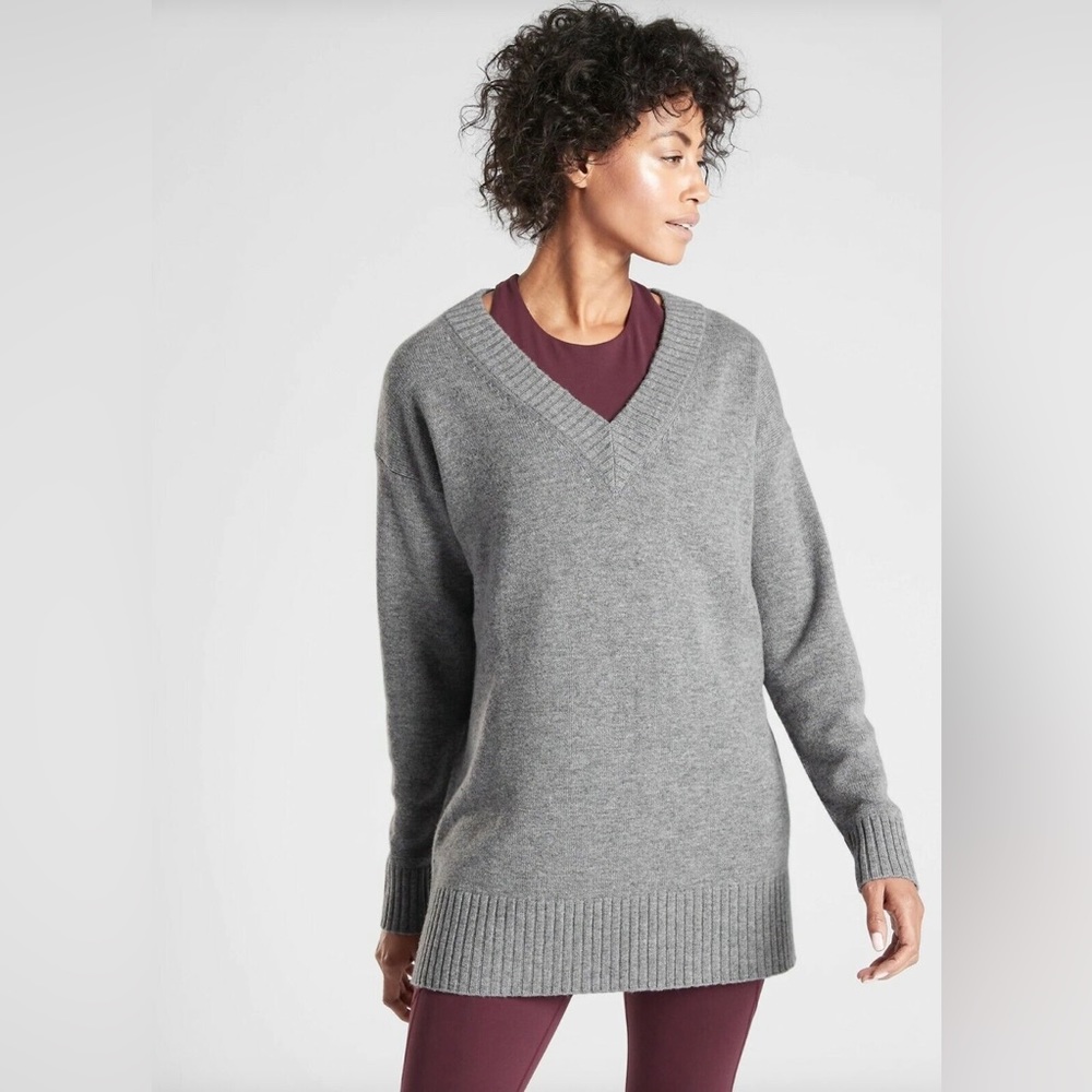 Athleta Women's Wool Cashmere Oversized Tunic Sweater Small Gray